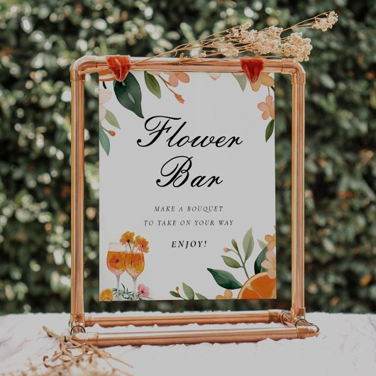 Flower Bar Aperol Spritz Vrijgezellenfeest Sign Poster