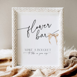 Flower Bar Beige Bow Vrijgezellenfeest Het binden  Reclamebord Met Voetstuk