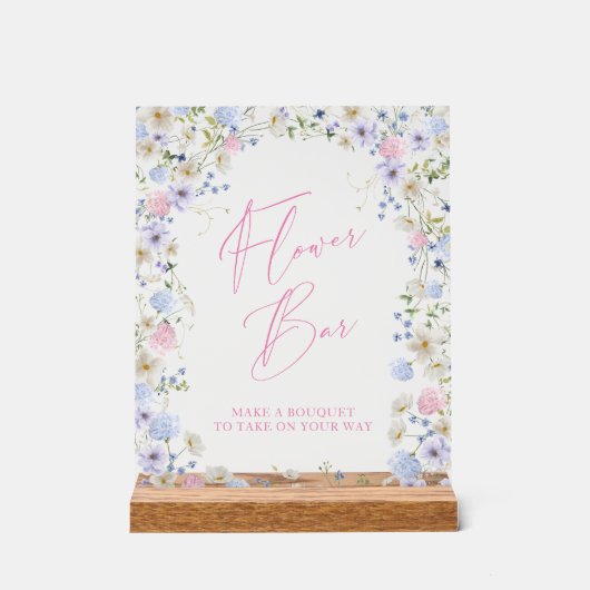 Flower Bar Bloemen Roze Vrijgezellenfeesten Tafel Acryl Bord (Voorkant)