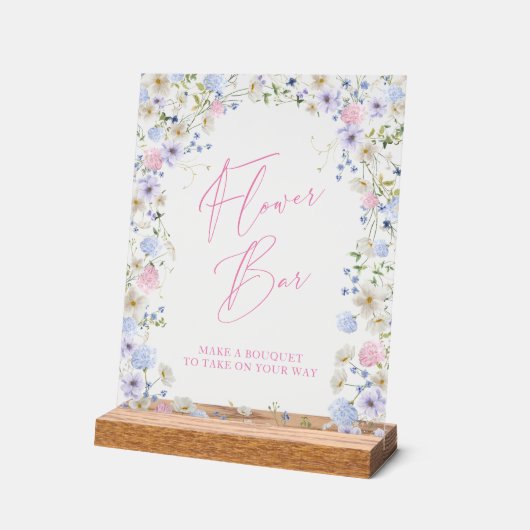 Flower Bar Bloemen Roze Vrijgezellenfeesten Tafel Acryl Bord (Hoek)