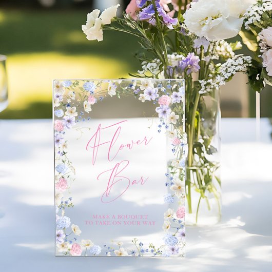 Flower Bar Bloemen Roze Vrijgezellenfeesten Tafel Acryl Bord