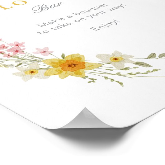 Flower Bar Bloemen Voorjaarsboog Baby shower Poster (Hoek)