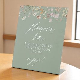 Flower Bar Boho Wildflower Vrijgezellenfeest Reclamebord Met Voetstuk