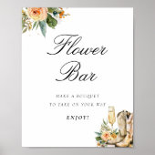 Flower Bar Boots en Bubbly Vrijgezellenfeest Sign Poster (Voorkant)