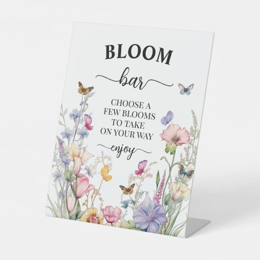 Flower Bar of Wildflower Bloom Vrijgezellenfeest Reclamebord Met Voetstuk (Voorkant)