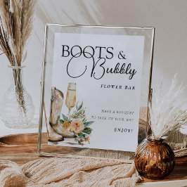Flower Bar Sign Boots en Bubbly Vrijgezellenfeest Poster
