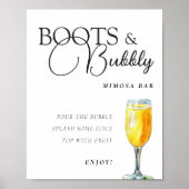 Flower Bar Sign Boots en Bubbly Vrijgezellenfeest Poster (Voorkant)