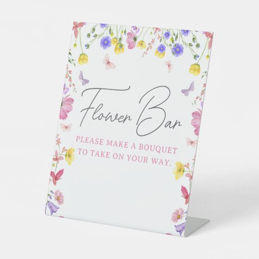 Flower Bar Sign – Maak een boeket Reclamebord Met Voetstuk (Voorkant)