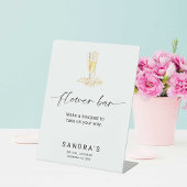 Flower Bar Sign Parels en Prosecco Vrijgezellenfee Reclamebord Met Voetstuk