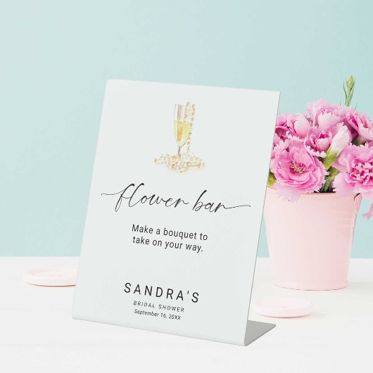 Flower Bar Sign Parels en Prosecco Vrijgezellenfee Reclamebord Met Voetstuk