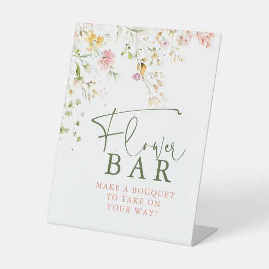 Flower Bar Sign Wildflowers Thema Reclamebord Met Voetstuk (Voorkant)