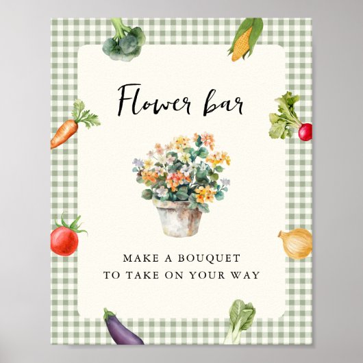 Flower Bar Vrijgezellenfeest tafel teken van de ma Poster (Voorkant)