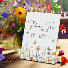 Flower Bar Wildflowers Vlinders Vrijgezellenfeest Reclamebord Met Voetstuk