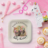 Flower Barrel Beige Baby shower Papieren Bordje (Feest)