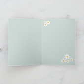 Flower Basket Happy Birthday-tekst - mid-groen. Kaart (Binnen)