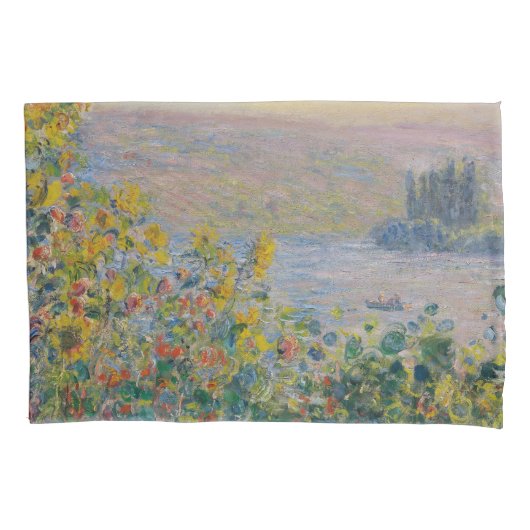Flower Beds at Vétheuil, Impressionist Landscape Kussensloop (Voorkant)