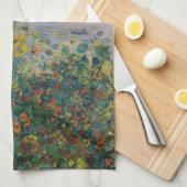 Flower Beds at Vétheuil, Impressionist Landscape Theedoek (Quarter Fold)