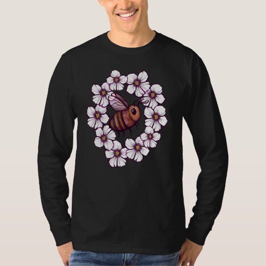 Flower Bee Artwork nature T-shirt (Voorkant)