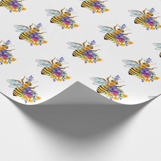 Flower bee with wild plants cadeaupapier (Hoek)