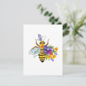 Flower bee with wild plants feestdagenkaart (Staand voorkant)