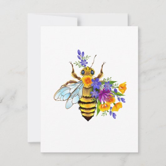 Flower bee with wild plants feestdagenkaart (Voorkant)