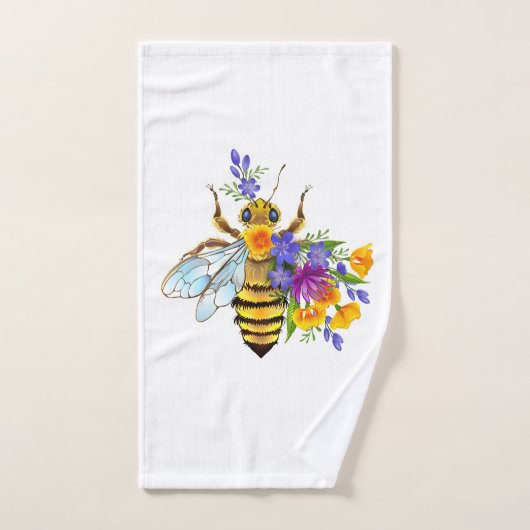 Flower bee with wild plants handdoek (Handdoek)
