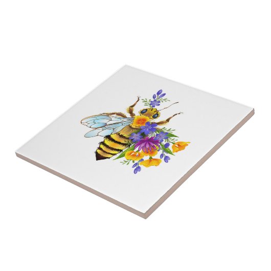 Flower bee with wild plants tegeltje (Zijkant)