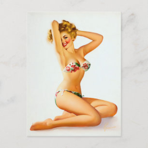 Flower bikini pin up briefkaart