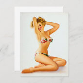 Flower bikini pin up briefkaart (Voorkant / Achterkant)