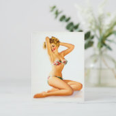 Flower bikini pin up briefkaart (Staand voorkant)