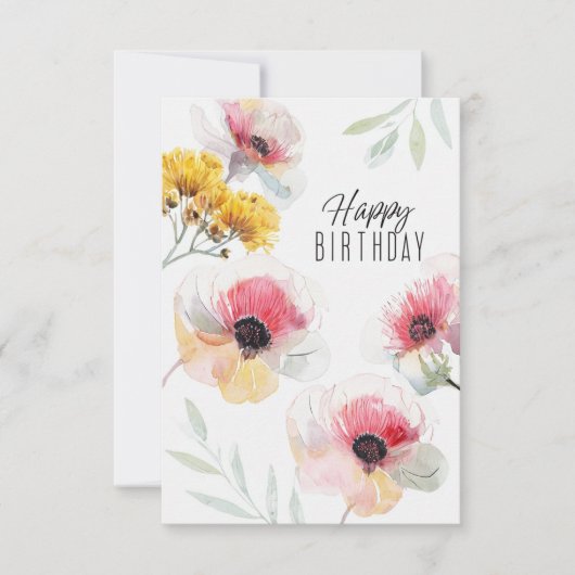 Flower Birthday Card | Modern Floral Greeting (Voorkant)