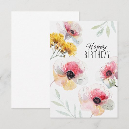 Flower Birthday Card | Modern Floral Greeting (Voorkant / Achterkant)