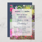 Flower Birthday Invitation Kaart (Voorkant / Achterkant)