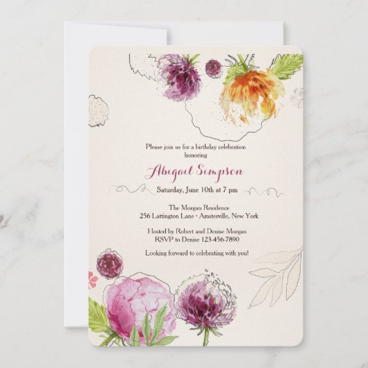 Flower Bliss Invitation Kaart (Voorkant)