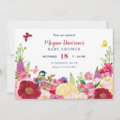 Flower bloom bird vlinder baby shower kaart (Voorkant)