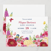 Flower bloom bird vlinder baby shower kaart (Voorkant / Achterkant)