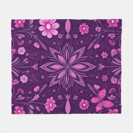 Flower Bloom Fairycore Pattern Fleece Deken (Voorkant (Horizontaal))