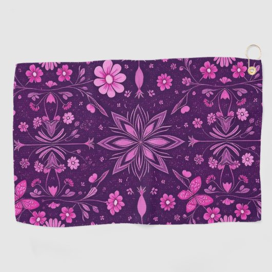 Flower Bloom Fairycore Pattern Golfhanddoek (Horizontaal)