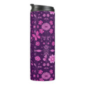 Flower Bloom Fairycore Pattern-Pink en Paarse Thermosbeker (Geroteerd rechts)