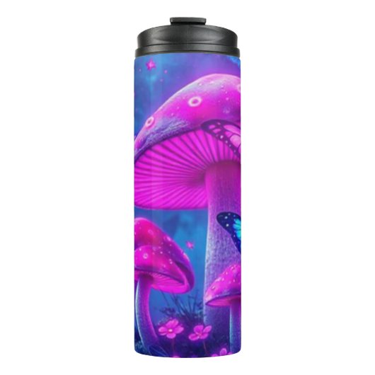 Flower Bloom Fairycore Pattern-Pink en Paarse Thermosbeker (Voorkant)