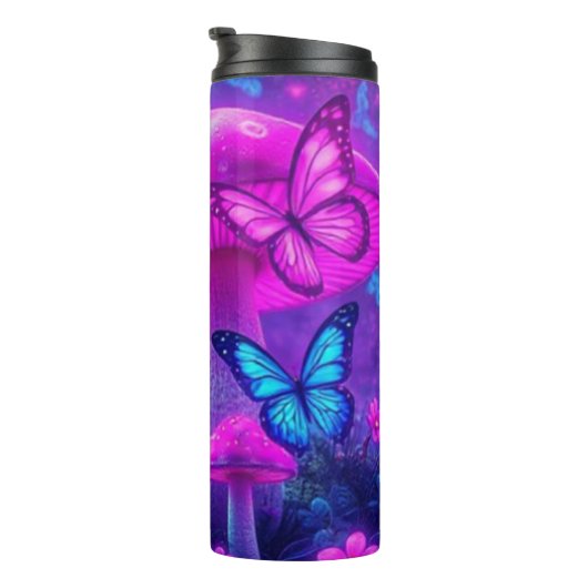 Flower Bloom Fairycore Pattern-Pink en Paarse Thermosbeker (Geroteerd rechts)