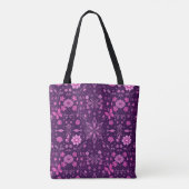 Flower Bloom Fairycore Pattern-Pink en Paarse Tote Bag (Achterkant)