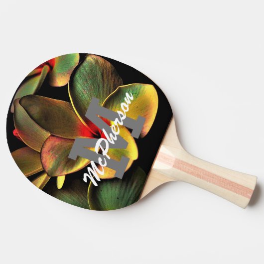 Flower Blossom Monogram en naam Tafeltennisbatje (Zijkant)