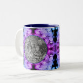 Flower Blossoms Abstract Tinted Voeg je foto toe Tweekleurige Koffiemok (Voorkant links)