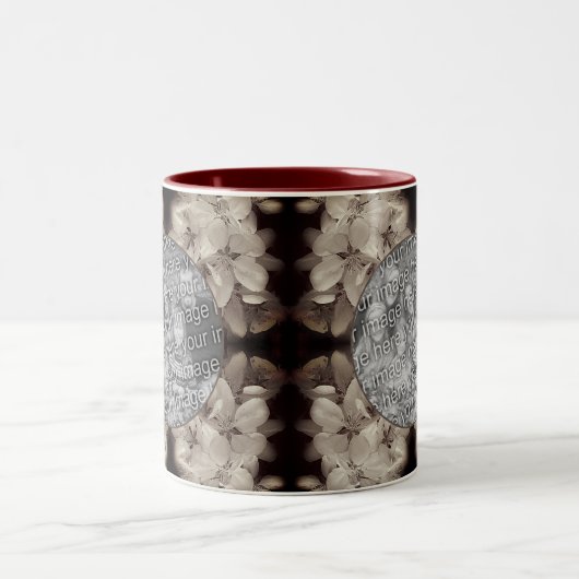 Flower Blossoms Abstract Voeg je foto toe Tweekleurige Koffiemok (Center)