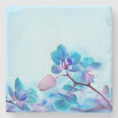 Flower  blue coaster stenen onderzetter (Voorkant)