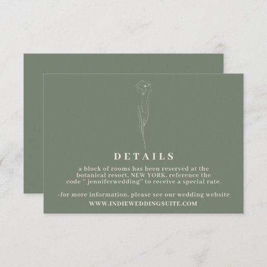 Flower Boho sage green bruiloft - aangepast Kaart (Voorkant / Achterkant)