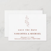 Flower Boho Terracotta Indie Save the date Wedding Kaart (Voorkant / Achterkant)