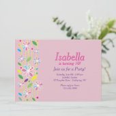 Flower Border Invitation Kaart (Staand voorkant)