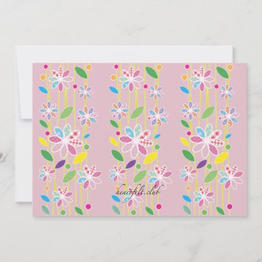 Flower Border Invitation Kaart (Achterkant)